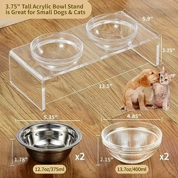 Stylish Acrylic Elevated Dog Cat Bowls Feeder Set
