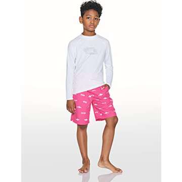 TSLA Boys Swim Trunks, Quick Dry UPF 50+ Beach Board Swim Shorts, Swimsuit Swimwear with Inner Mesh Liner, Graphic Fish Pink, 2