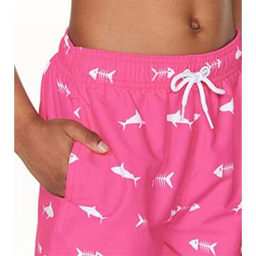 TSLA Boys Swim Trunks, Quick Dry UPF 50+ Beach Board Swim Shorts, Swimsuit Swimwear with Inner Mesh Liner, Graphic Fish Pink, 2