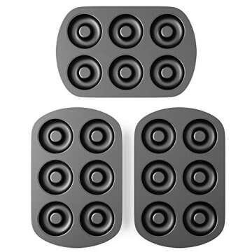 Tiawudi Non-Stick 6-Cavity Donut Baking Pans Set of 3 for Perfect Donuts