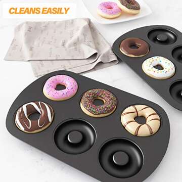 Tiawudi Non-Stick 6-Cavity Donut Pans Set of 3