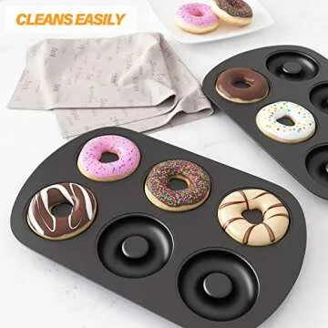 Tiawudi Non-Stick 6-Cavity Donut Pans Set of 3