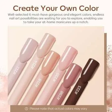 Modelones Acrylic Powder, 6 Pcs Nude Nail Acrylic Powder Set All Seasons Skin Tones Brown Neutral Na...