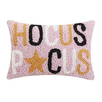 Peking Handicraft Hocus Pocus Halloween Polyfill Hook Throw Pillow, 12-inch Square, Wool and Poly Ve...
