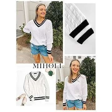 MIHOLL Women’s Stylish Off The Shoulder Cable Knit Sweater