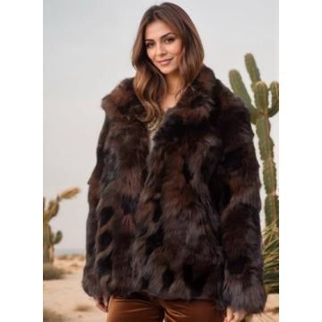 Tngan Faux Fur Leopard Print Coat Perfect for Winter