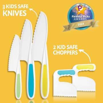 TOVLA JR. Kids' Cutting Set | Montessori Safe Kitchen Knives for Cooking| Kitchen Safety for Toddler...