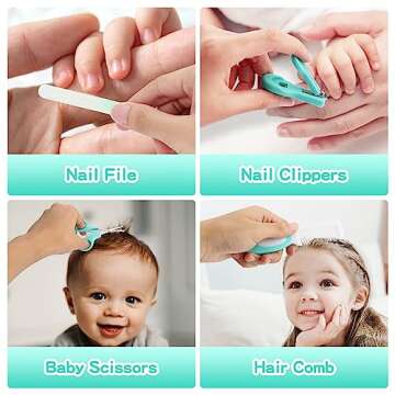 Baby Healthcare and Grooming Kit, 21 in 1 Portable Baby Essentials Kit with Gas Relief Hair Brush Comb Nasal Aspirator for Newborn Boys Girls (21 Kits-Green)