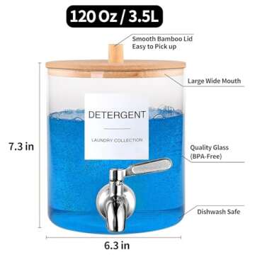 Laundry Detergent Dispenser Glass Jars for Stylish Storage