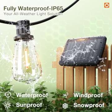 addlon 54(48+6) FT Solar String Lights Waterproof,Patio Lights Solar Powered with Remote & USB Port ...