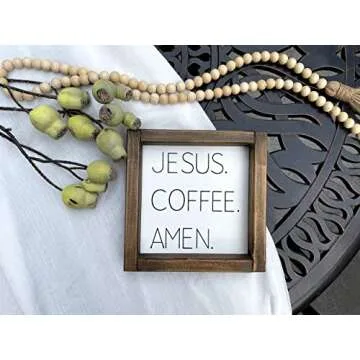 Lavender Inspired Jesus Coffee Amen Wood Framed Sign- Farmhouse Kitchen Signs Decor-Coffee Signs for...