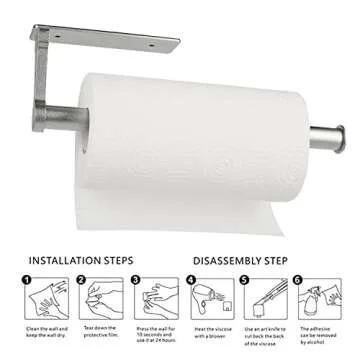 Under Cabinet Bulk- Self-Adhesive,Paper Towel Holder Wall Mount Both Available in Adhesive and Screws,Stainless Steel, Sturdy and Durable