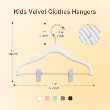 Wellong Baby Clothes Hangers - 14 Pack Velvet Clips