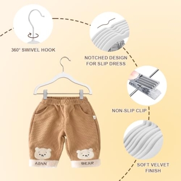 Wellong Baby Clothes Hangers - 14 Pack Velvet Clips