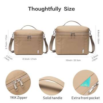 NOL Natural Organic Lifestyle Insulated Lunch Bags for Women Cooler Bag Lightweight Nylon Waterproof Lunch Box For Work