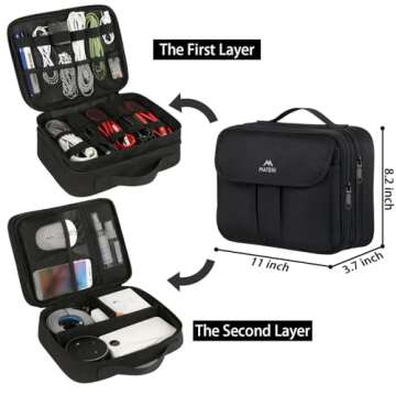 MATEIN Electronics Organizer, Waterproof Travel Electronic Accessories Case Portable Double Layer Ca...