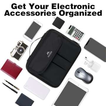 MATEIN Electronics Organizer, Waterproof Travel Electronic Accessories Case Portable Double Layer Cable Storage Bag for Cord, Charger, Power Bank, Flash Drive, Phone, Tablet, SD Card, Tablet, Black