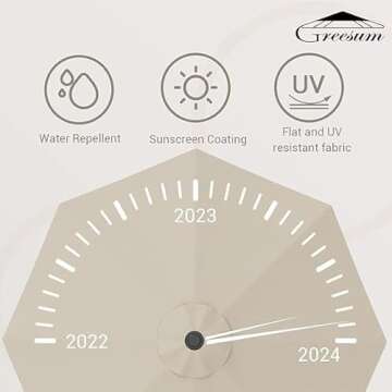 Greesum 9FT Patio Umbrella with Crank & Tilt for Outdoors