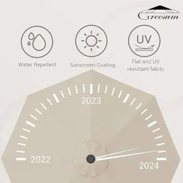 Greesum 9FT Patio Umbrella with Crank & Tilt for Outdoors