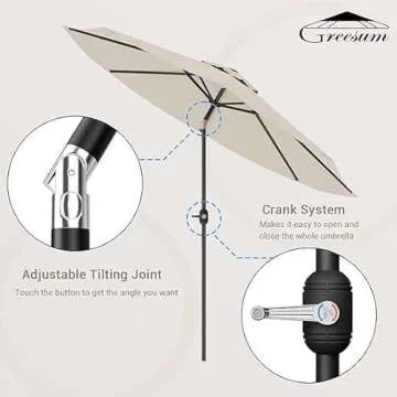 Greesum 9FT Patio Umbrella with Crank & Tilt for Outdoors