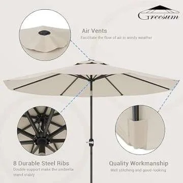 Greesum 9FT Patio Umbrella with Crank & Tilt for Outdoors