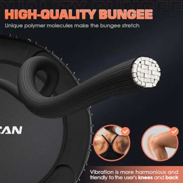 BCAN 450/550 LBS Foldable Mini Trampoline, 40"/48" Fitness Trampoline with Bungees, U Shape Adjustab...