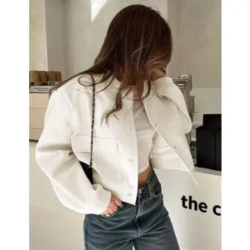Stylish Megfie Womens Cropped Bomber Jacket with Pockets