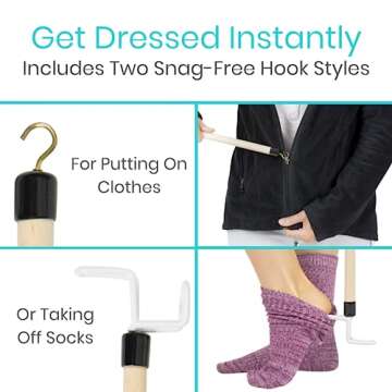 Vive Dressing Stick for Seniors - Easy Dressing Aid for Mobility