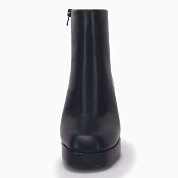 Rilista Womens Platform Boots Chunky High Heels Booties Square Toe Side Zipper Boots