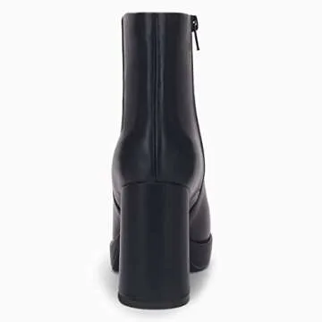 Rilista Womens Platform Boots Chunky High Heels Booties Square Toe Side Zipper Boots