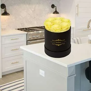 NATROSES Preserved Real Roses in a Box Roses That Last Up to 3 Years, Long Lasting Roses Gifts for Her, Valentines Day Gifts for Her (Yellow)