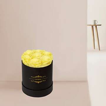 NATROSES Preserved Real Roses in a Box Roses That Last Up to 3 Years, Long Lasting Roses Gifts for Her, Valentines Day Gifts for Her (Yellow)