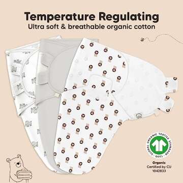 3-Pack Organic Baby Swaddle Sleep Sacks - Newborn Swaddle Sack, Ergonomic Baby Swaddles 0-3 Months, Swaddles for Newborns, Baby Sleep Sack, Baby Swaddle Blanket Wrap, Baby Essentials(The Wild 2)