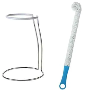 Lily's Home Wine Decanter Drying Stand with Rubber Coated Top to Prevent Scratches, Includes Cleanin...