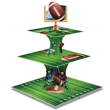 Tiamon Super Football Bowl Party Decoration Football Cupcake Stand 3 Tier Dessert Tower Super Soccer...