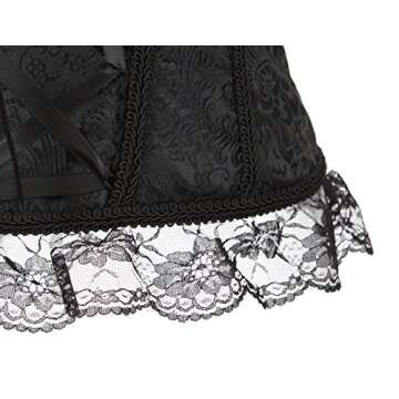 Zhitunemi Women's Renaissance Corset Lace Ruched Sleeves Elegant Overbust Top X-Large Black