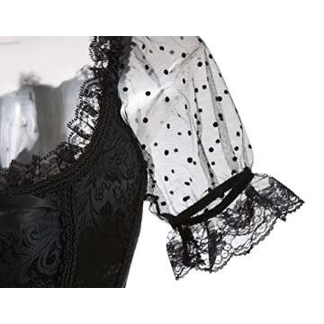 Zhitunemi Women's Renaissance Corset Lace Ruched Sleeves Elegant Overbust Top X-Large Black