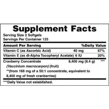 Nature’s Bounty Triple Strength Cranberry w/Vitamin C Softgel - 250ct for Enhanced Urinary Health