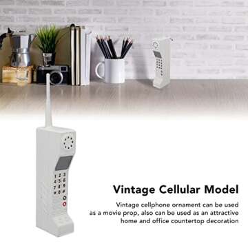 Gugxiom 90s Phone Prop, Cell Phone Ornament, Retro Brick Cell Phone Ornament, Retro Mobile Phone Model, for 80s 90s Party Decorations, for Home Living Room Decor Desktop Decoration (White)