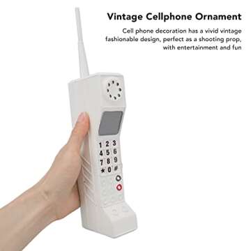 Gugxiom 90s Phone Prop, Cell Phone Ornament, Retro Brick Cell Phone Ornament, Retro Mobile Phone Model, for 80s 90s Party Decorations, for Home Living Room Decor Desktop Decoration (White)