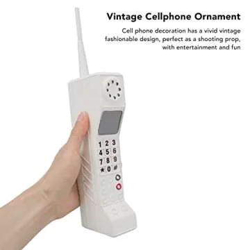 Gugxiom 90s Phone Prop, Cell Phone Ornament, Retro Brick Cell Phone Ornament, Retro Mobile Phone Model, for 80s 90s Party Decorations, for Home Living Room Decor Desktop Decoration (White)