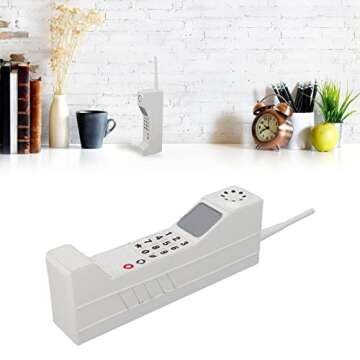 Gugxiom 90s Phone Prop, Cell Phone Ornament, Retro Brick Cell Phone Ornament, Retro Mobile Phone Model, for 80s 90s Party Decorations, for Home Living Room Decor Desktop Decoration (White)