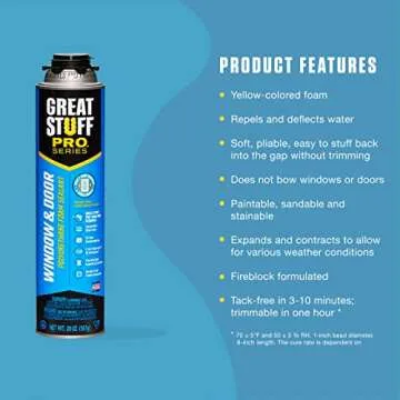 GREAT STUFF PRO Window & Door Gap Filler | Gun-Applied Insulating Foam Sealant, 20 oz. Can – Yellow