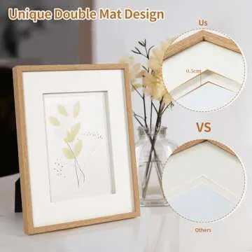 Afuly 5x7 Picture Frames with Double Mat for Modern Home Decor