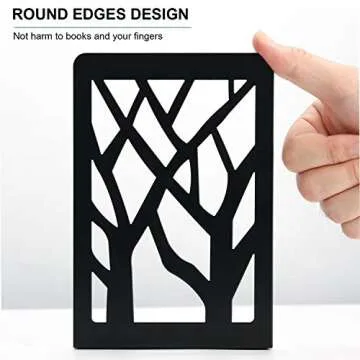 MaxGear Book Ends Tree Design Modern Bookends for Shelves, Non-Skid Bookend, Heavy Duty Metal Book S...