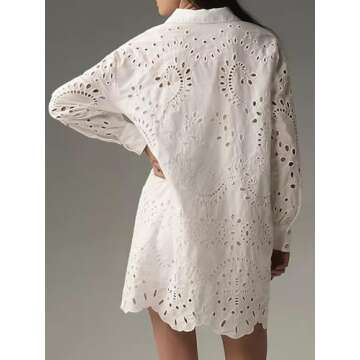 CHARTOU Eyelet Lace Button Down Mini Dress - Boho Style