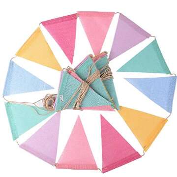 Burlap Bunting Flags - 48Pcs Multicolor Garland for Events