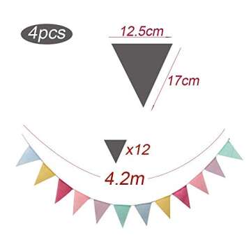 Burlap Bunting Flags - 48Pcs Multicolor Garland for Events