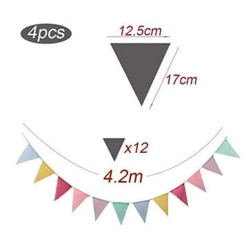 Burlap Bunting Flags - 48Pcs Multicolor Garland for Events
