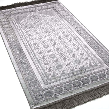 Modefa Velvet Prayer Rug - Soft Plush Turkish Janamaz Sajada Carpet for Men and Women - Plain Solid ...